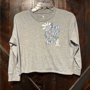 Adidas Gray Graphic Long Sleeve Crop Top